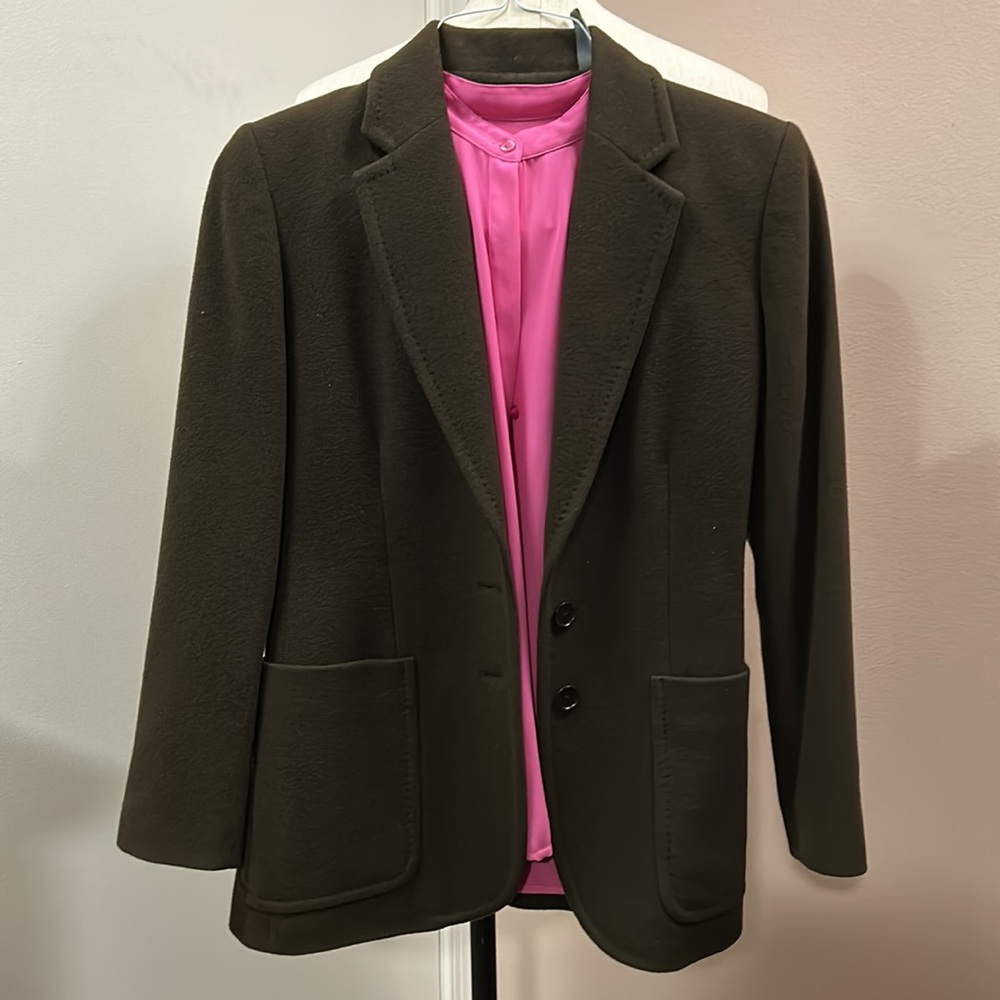 Kate Hill Women’s Brown Wool Cashmere Blend Single Button Blazer size 2P